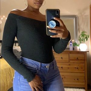 CHARCOAL RIBBED OFF THE SHOULDER TOP | FOREVER XXI